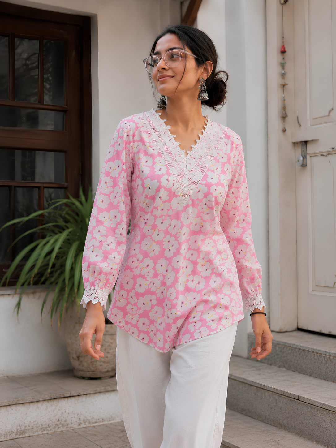 Pink Floral Kurta
