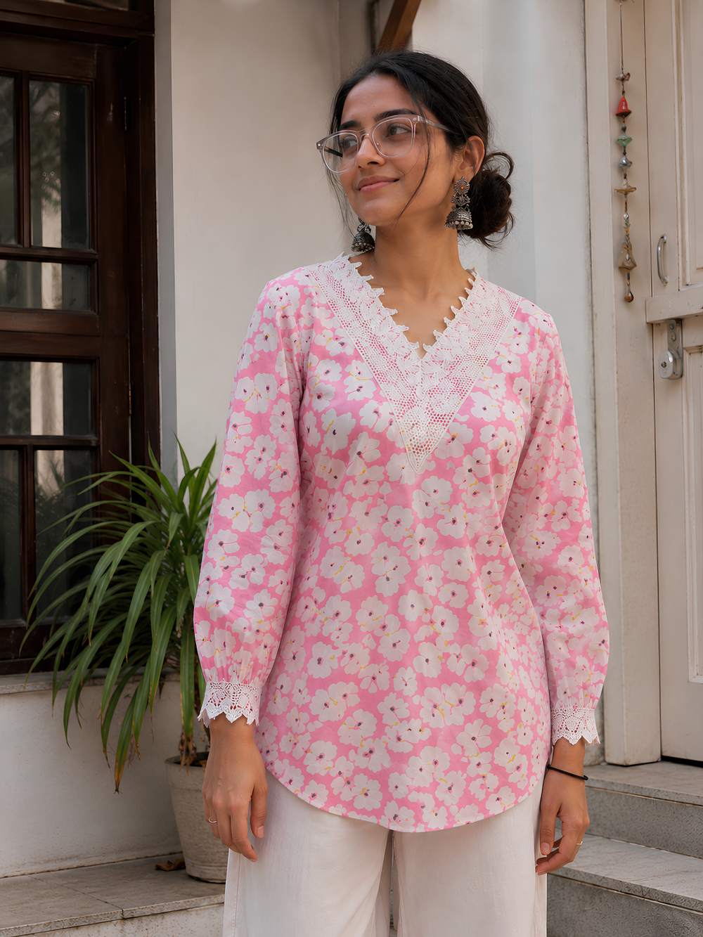 Pink Floral Kurta