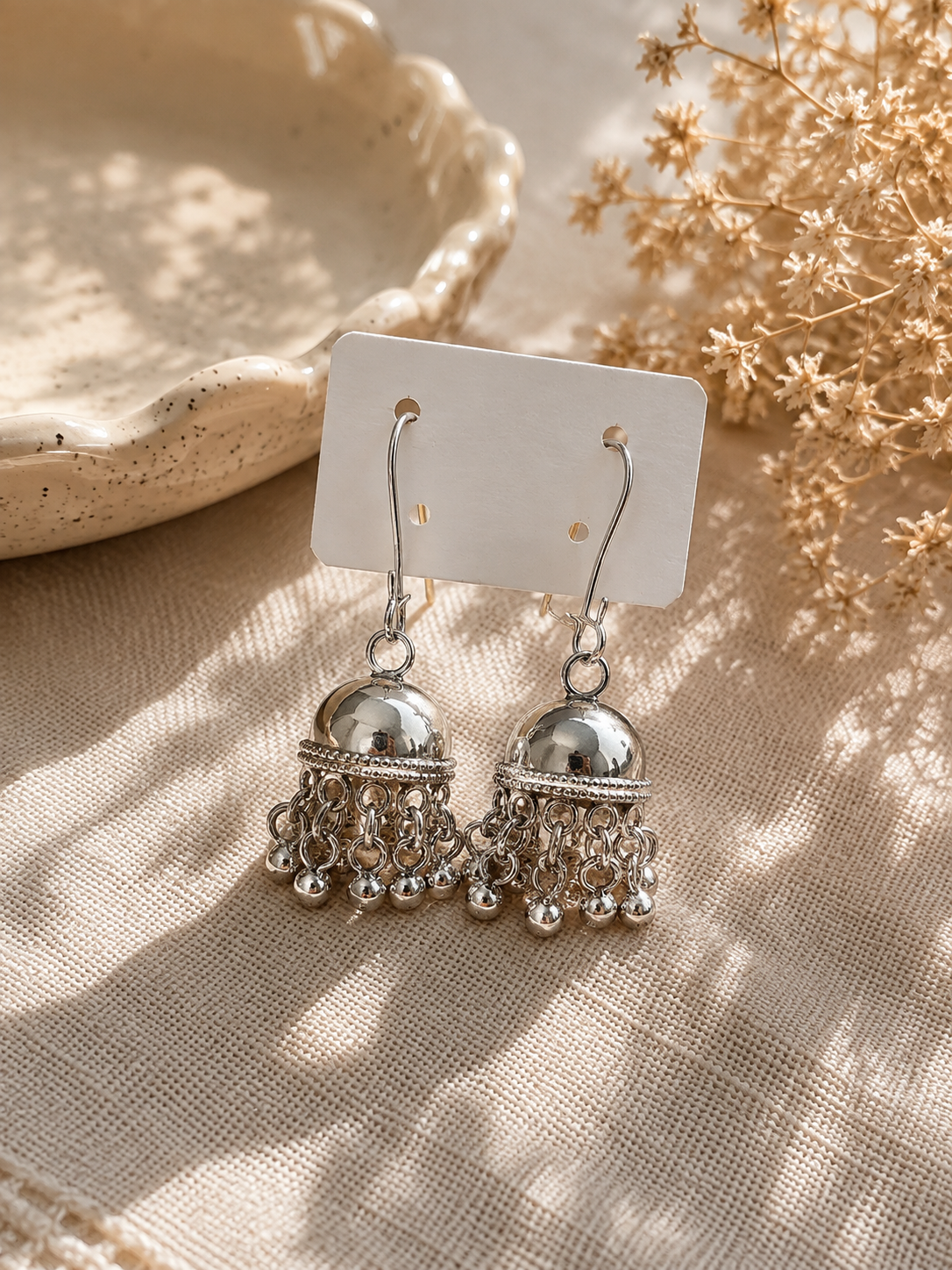 Classic Silver Jhumkas