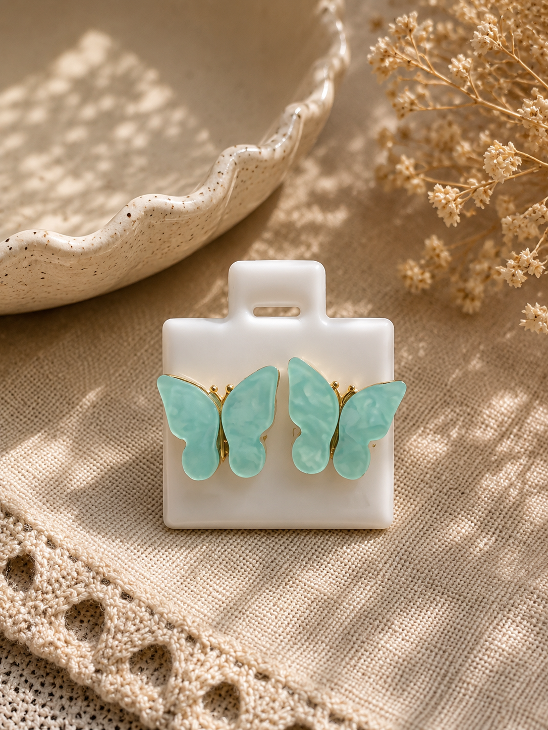 Mint Butterfly Earings