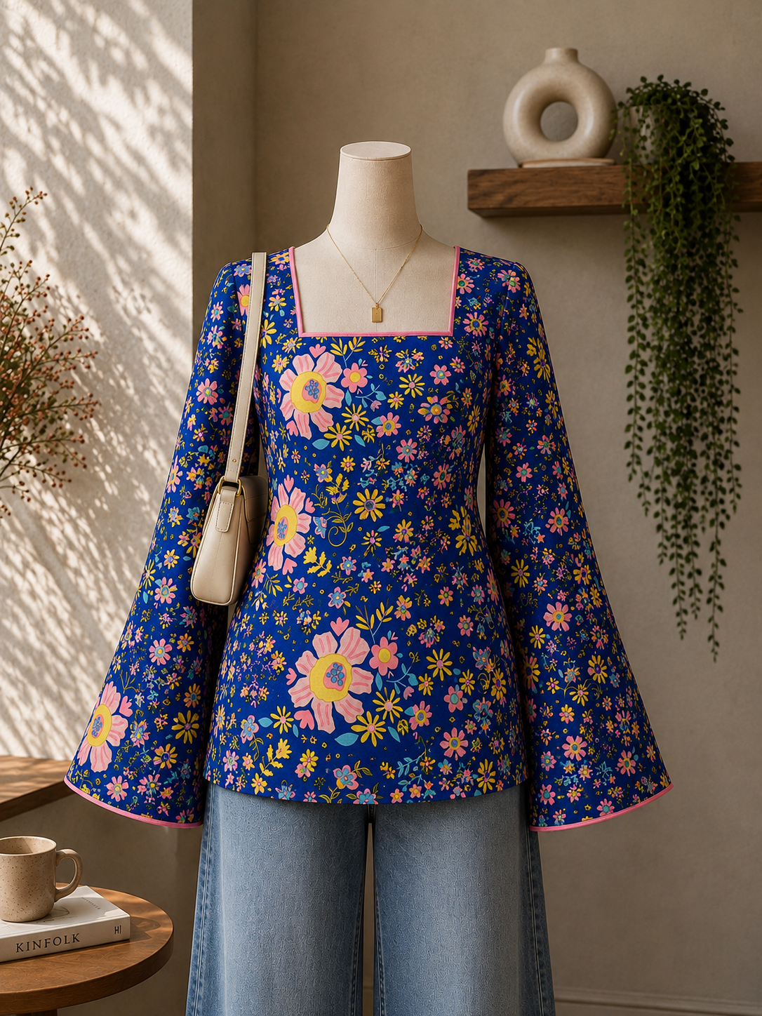 Blue Meadow Square Neck Kurta
