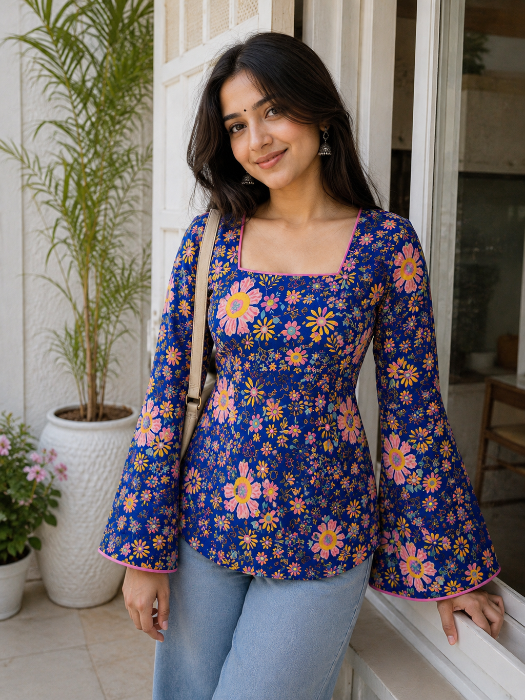 Blue Meadow Square Neck Kurta