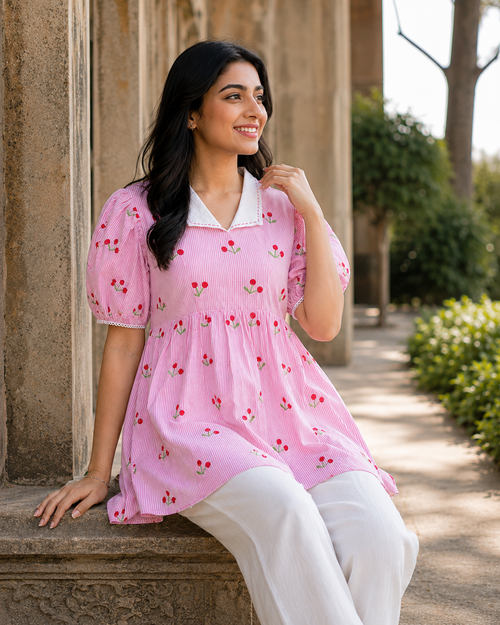 Cherry Blossom Kurta