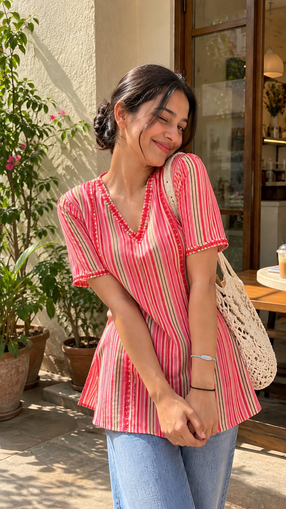 Cherry Stripe Kurta