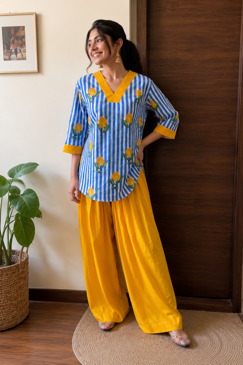 Lemon Striped Kurta