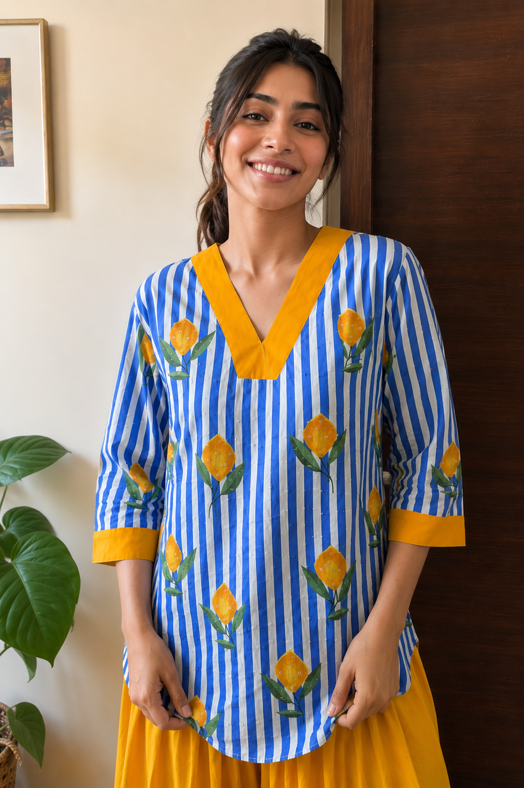 Lemon Striped Kurta