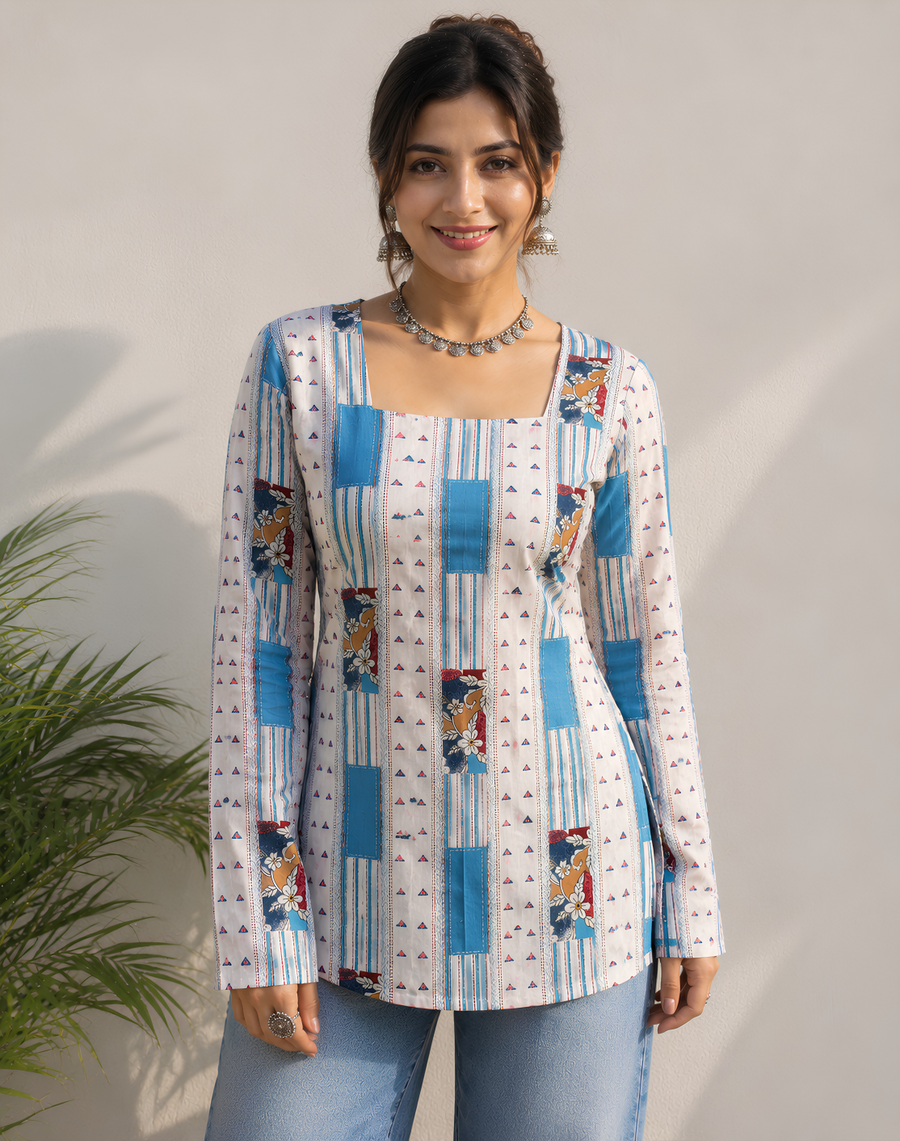 Blue Postcard Kurta