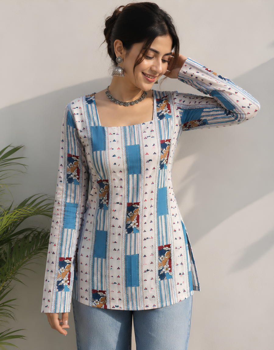 Blue Postcard Kurta