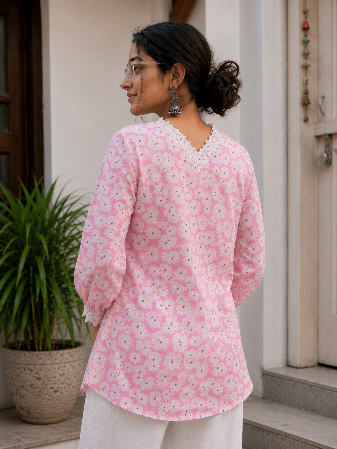 Pink Floral Kurta